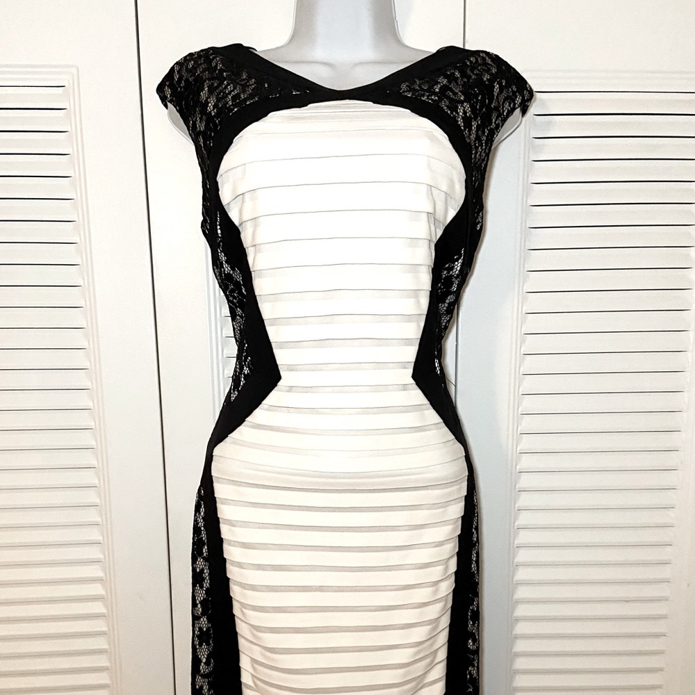 JAX Beige w/Black Lace Dress